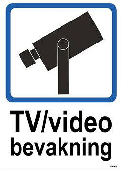 Ordningsskylt Unigraphics TV/video bevakning, SKYLT UNIGRAPHICS TV/VIDEOBEVAKNING PLAST 210X297MM