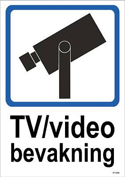 Ordningsskylt Unigraphics TV/video bevakning, SKYLT UNIGRAPHICS TV/VIDEO BEVAKNING ALUMINIUM 210X297MM