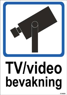 Ordningsdekal Unigraphics TV/video bevakning dubbelsidig, DEKAL UNIGRAPHICS TV/VIDEOBEVAKNING DUBBELSIDIG 105X148MM