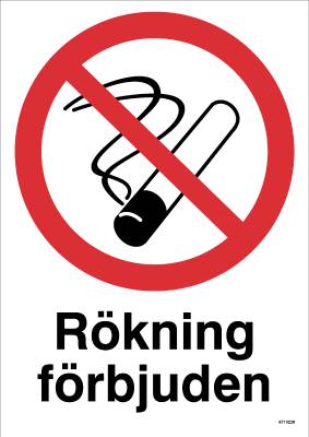 Förbudsskylt Unigraphics Rökning förbjuden enligt lag, SKYLT UNIGRAPHICS RÖKNING FÖRBJUDEN ENLI LAG PLAST 210X297MM