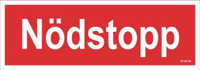 Nödskylt Unigraphics Nödstopp röd, SKYLT UNIGRAPHICS NÖDSTOPP RÖD ALUMINIUM 210X74MM