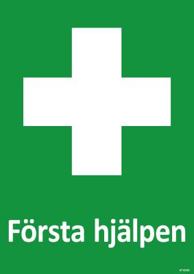 Nödskylt Unigraphics Första hjälpen dubbelsidig, SKYLT UNIGRAPHICS FÖRSTA HJÄLPEN PLAST 210X297MM