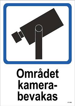 Ordningsskylt Unigraphics Området kamerabevakas, SKYLT UNIGRAPHICS OMRÅDET KAMERABEVAKAS PLAST 210X297MM
