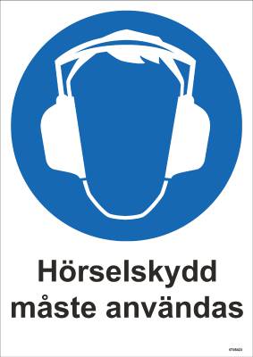 Påbudsskylt Unigraphics Hörselskydd, SKYLT UNIGRAPHICS HÖRSELSKYDD PLAST 210X297MM