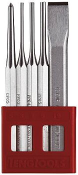 Mejsel-/dorn-/körnare sats, Teng Tools PCX05, DORN & MEJSELSATS 5 DELAR