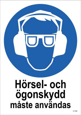 Påbudsskylt Unigraphics Ögon- och hörselskydd måste användas, SKYLT UNIGRAPHICS ÖGON OCH HÖRSELSKYDD MÅSTE PLAST 210X297MM