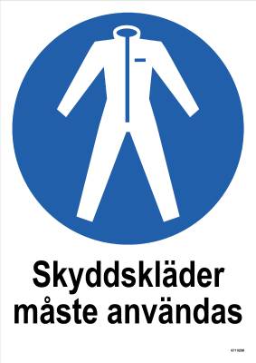 Påbudsskylt Unigraphics Skyddskläder måste användas, SKYLT UNIGRAPHICS SKYDDSKLÄDER PLAST 210X297MM