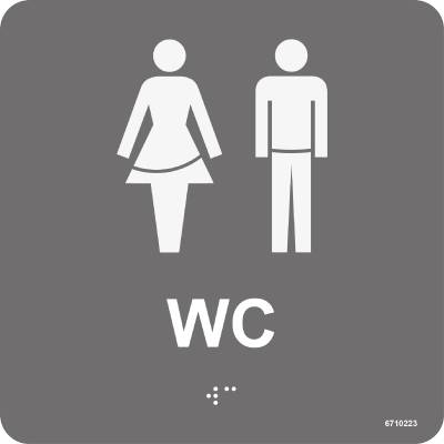 Taktik skylt Unigraphics WC Dam/Herr Grå, SKYLT UNIGRAPHICS WC DAM/HERR GRÅ TAKTIL PLAST 150X150MM