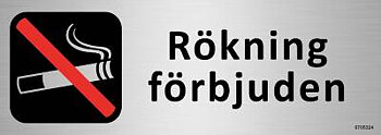 Trivselskylt Unigraphics Rökning förbjuden, SKYLT UNIGRAPHICS RÖKNING FÖRBJUDEN ALUMINIUM 225X80MM
