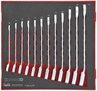 12 delars U-ringspärrnyckelsats. Teng Tools TED6512R, U-RINGSPÄRRNYCKELSATS 8-19MM EVA OMSTÄLLNINGSSPAK 12 DELAR - 2