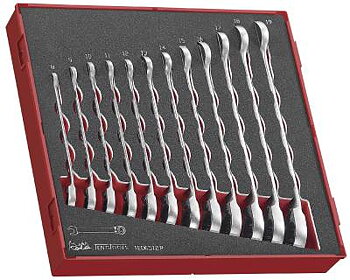 12 delars U-ringspärrnyckelsats. Teng Tools TED6512R, U-RINGSPÄRRNYCKELSATS 8-19MM EVA OMSTÄLLNINGSSPAK 12 DELAR