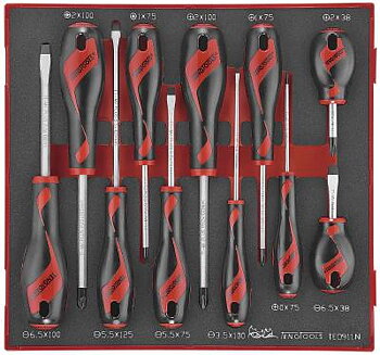 11 delars Skruvmejselsats. Teng Tools TED911N, SKRUVMEJSELSATS EVA 11 DELAR