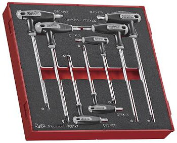 7 delars TX/TPX nyckelsats med T-handtag. Teng Tools TEDTX7, TX-NYCKELSATS EVA 7 DELAR