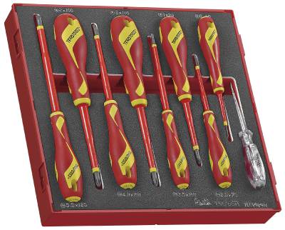 9 delars Skruvmejselsats för 1000 V. Teng Tools TEDV909N, SKRUVMEJSELSATS 1000V EVA 9DEL