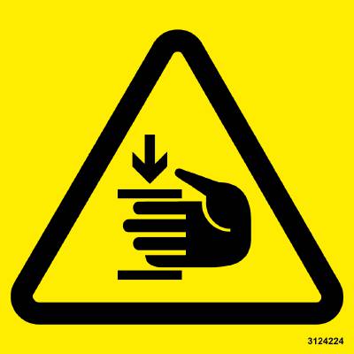 Dekal Unigraphics Klämrisk 80X80MM, DEKAL UNIGRAPHICS VARNING KLÄMRISK 80X80MM