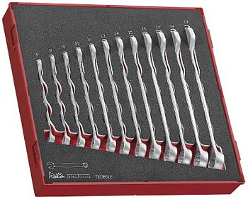 12 delars U-ringnyckelsats. Teng Tools TED8012, U-RINGNYCKELSATS 8-19MM TED8012 EVA ANTIGLID 12 DELAR