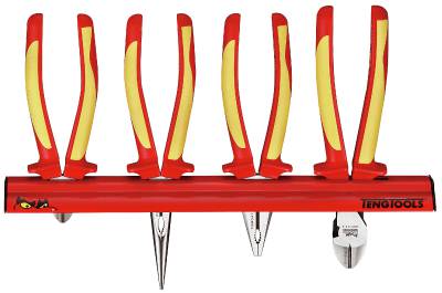 Tångsats isolerade för 1000 V med väggställ Teng Tools WRMBV04, TÅNGSATS 1000V 4 DELAR WRMBV04