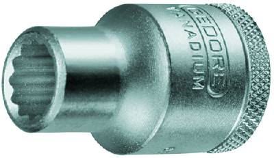 Hylsa. Med 1/2" fyrkantsfäste. Gedore D 19 AF, HYLSA D19-1.1/8 -AF