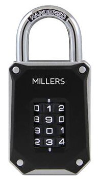 Kombinationshänglås 4606 MILLERS, KOMBINATIONSHÄNGLÅS MILLERS 4606 SVART