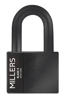 Hänglås klass 3 och klass 4 svart MILLERS, HÄNGLÅS MILLERS KLASS 4 SVART 72MM