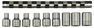 TX-hylsor i sats. Med 1/2" fyrkantsfäste. Teng Tools M1210, HYLSSATS 1/2 TX-E 10 DELAR