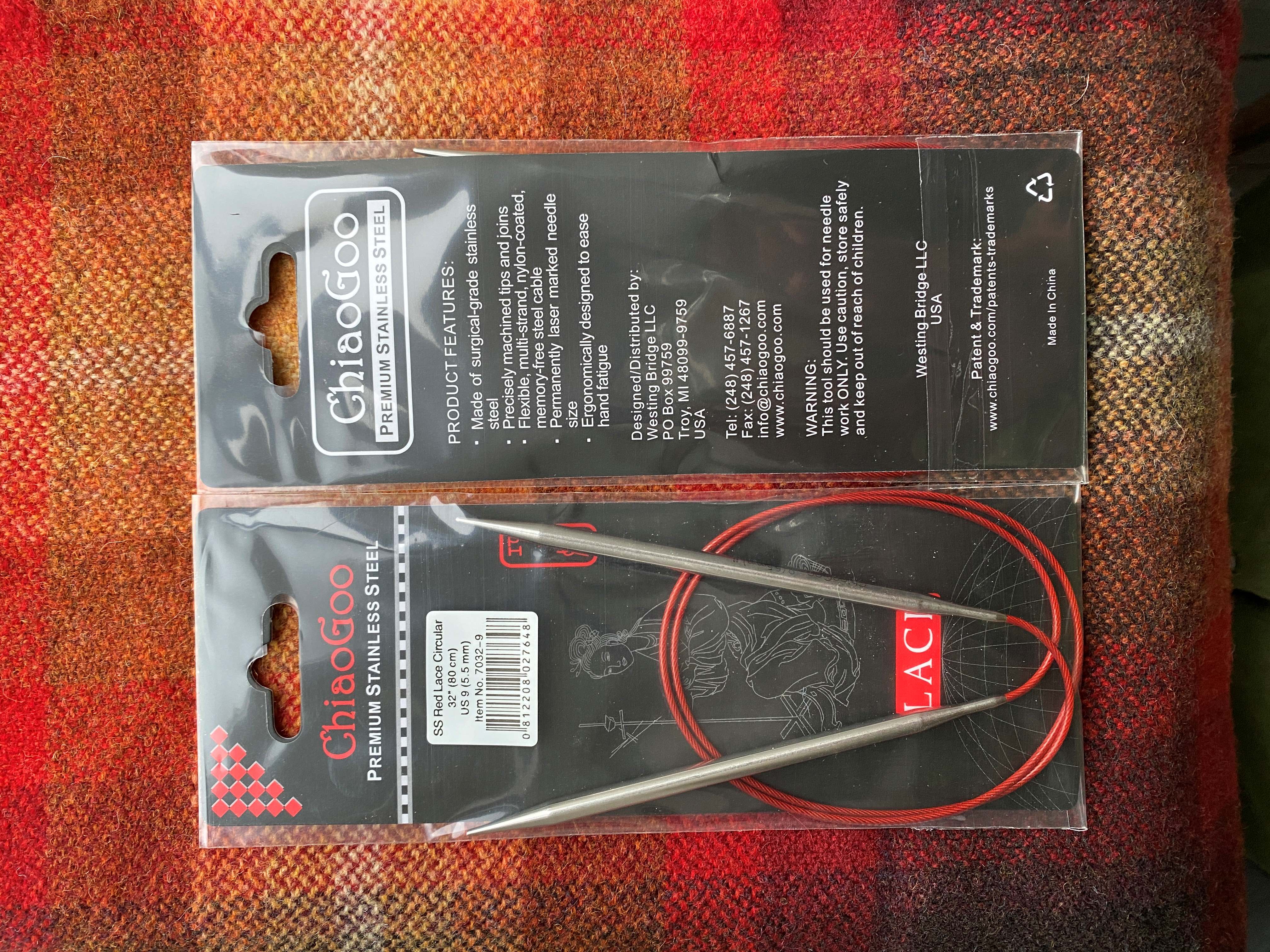 ChiaoGoo Red Lace rundsticka stål 5,5 mm, 80 cm