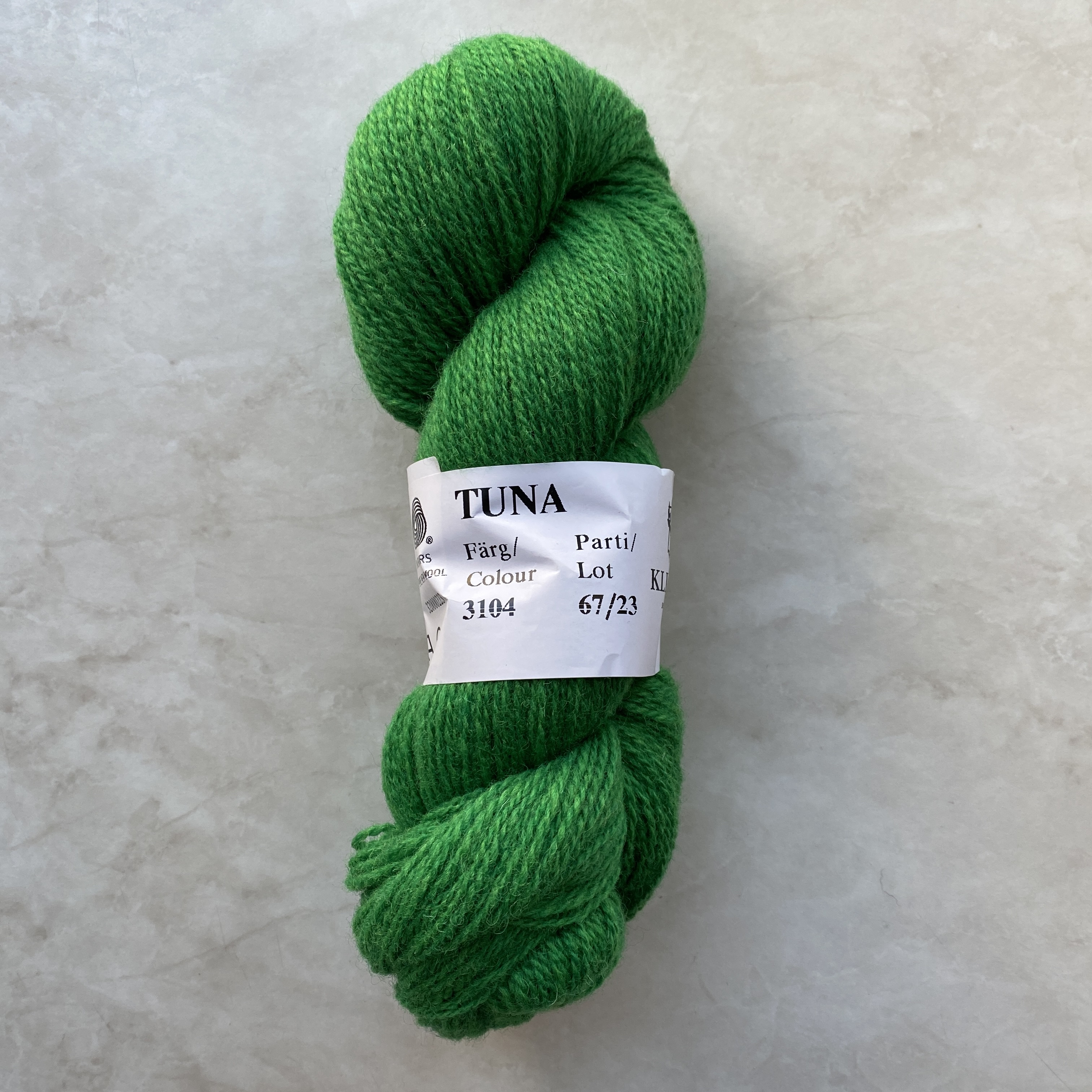 Tuna Grön 3104, Klippan 2-trådigt ullgarn 310m /100g