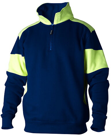 Sweatshirt, halvzip. marin/gul 
