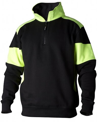 Sweatshirt halvzip. Svart/Gul