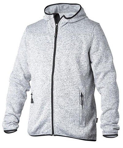 Hood, Stickad fleece med luva. Gråmelerad 