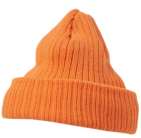 Mössa stickad, m fleecefoder, orange