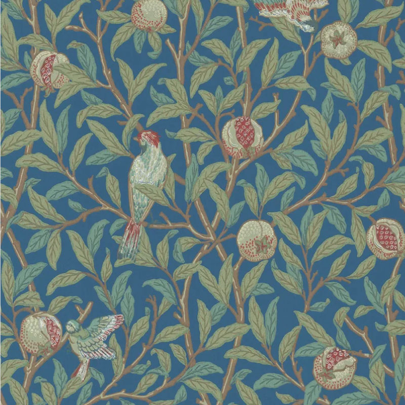 TAPET BIRD & POMEGRANATE, Blue Sage