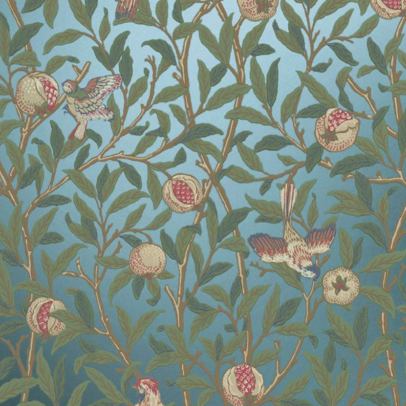 TAPET BIRD & POMEGRANATE, Turqoise/Coral