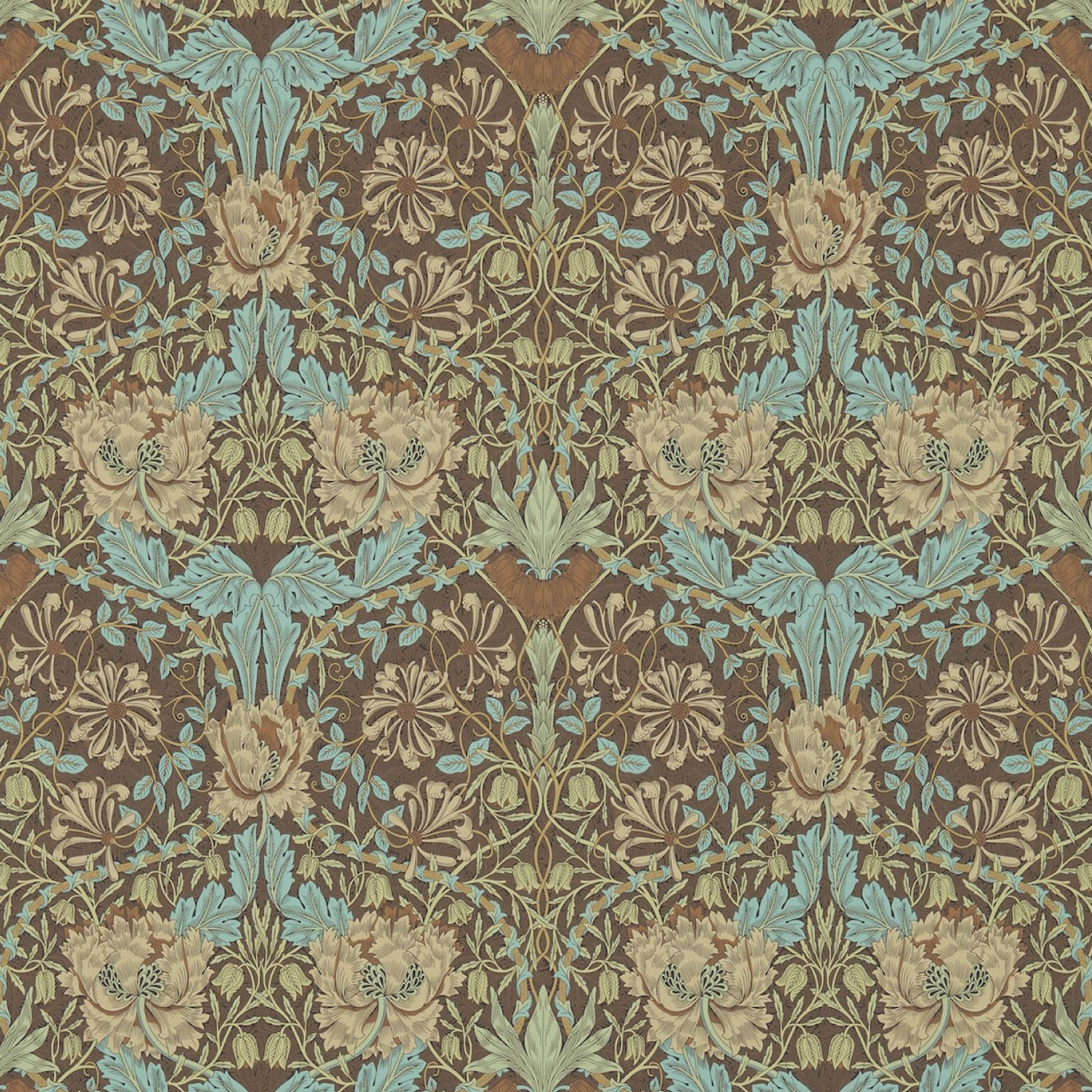TAPET HONEYSUCKLE & TULIP, Taupe/Aqua