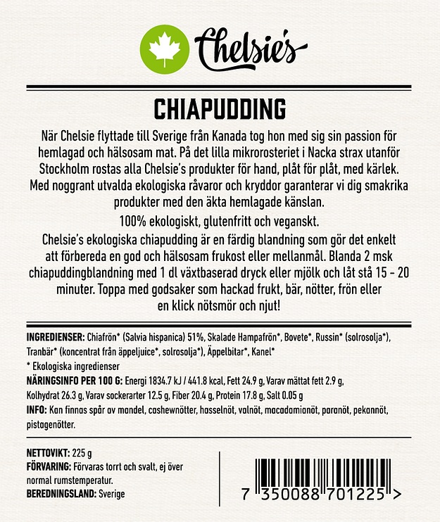 Chia Pudding 225g x8, EKO - 2