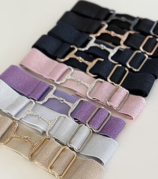 RHINESTONE BELT SPARKLY HORSEBIT BLACK, silver buckles