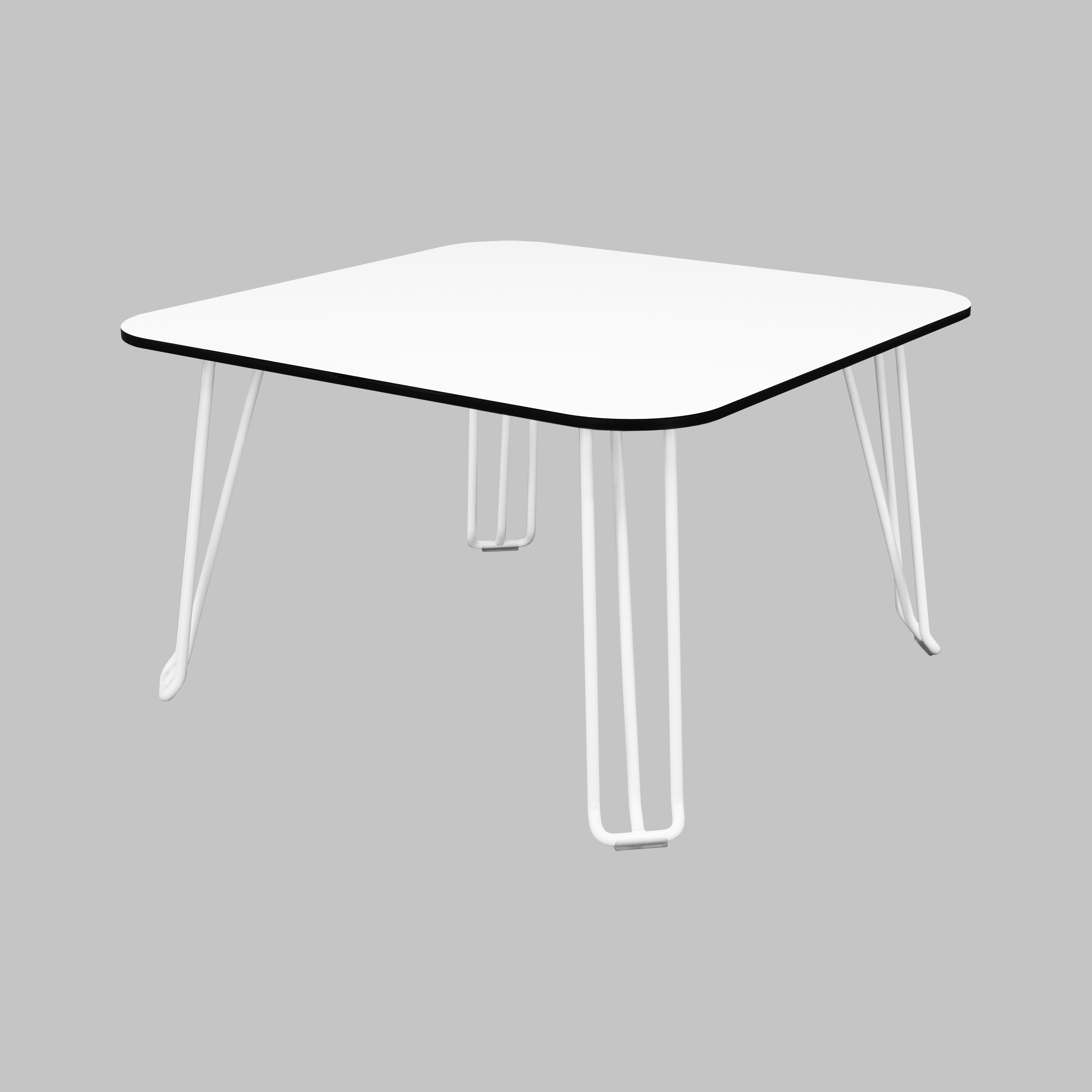 Soffbord 72x72 cm, kompaktlaminat, vita ben - 2