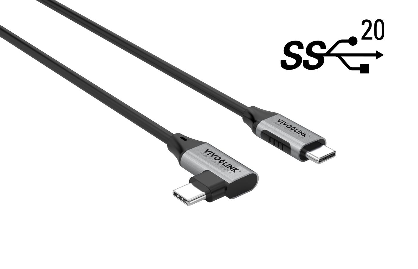Vivolink USB Type-C 3.2 G2, 20Gbps, 1.2m Angled