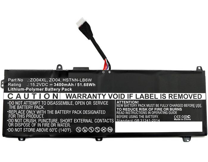 CoreParts Laptop Battery for HP 52Wh Li-Pol 15.2V 3400mAh Black, Zbook Studio G3
