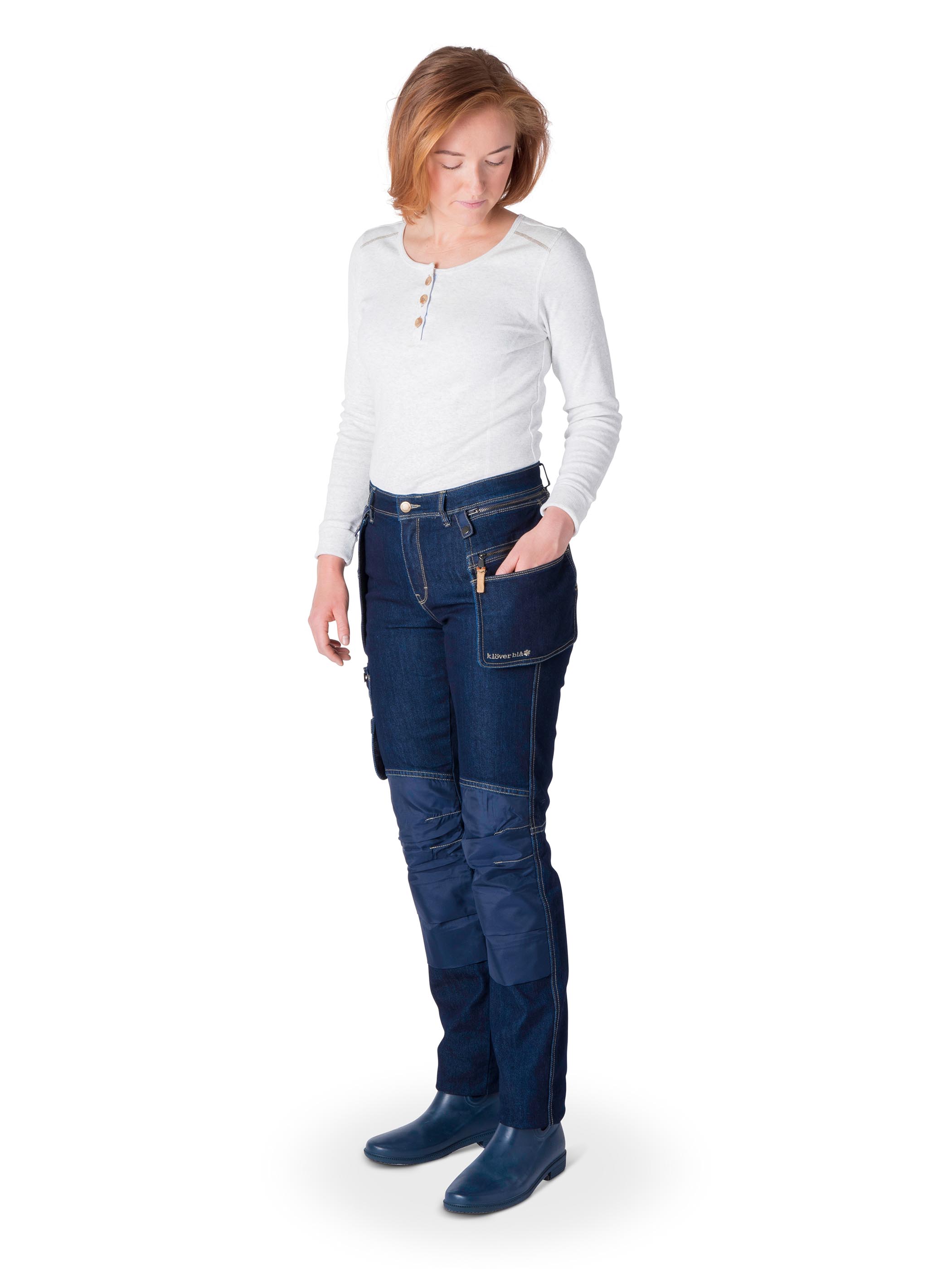 Women's - Organic Cotton Vintage Carpenter Jeans in Palms Dark Blue