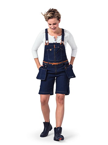 Del Denim Worker Bib Shorts - women’s carpenter shorts/dungaree shorts
