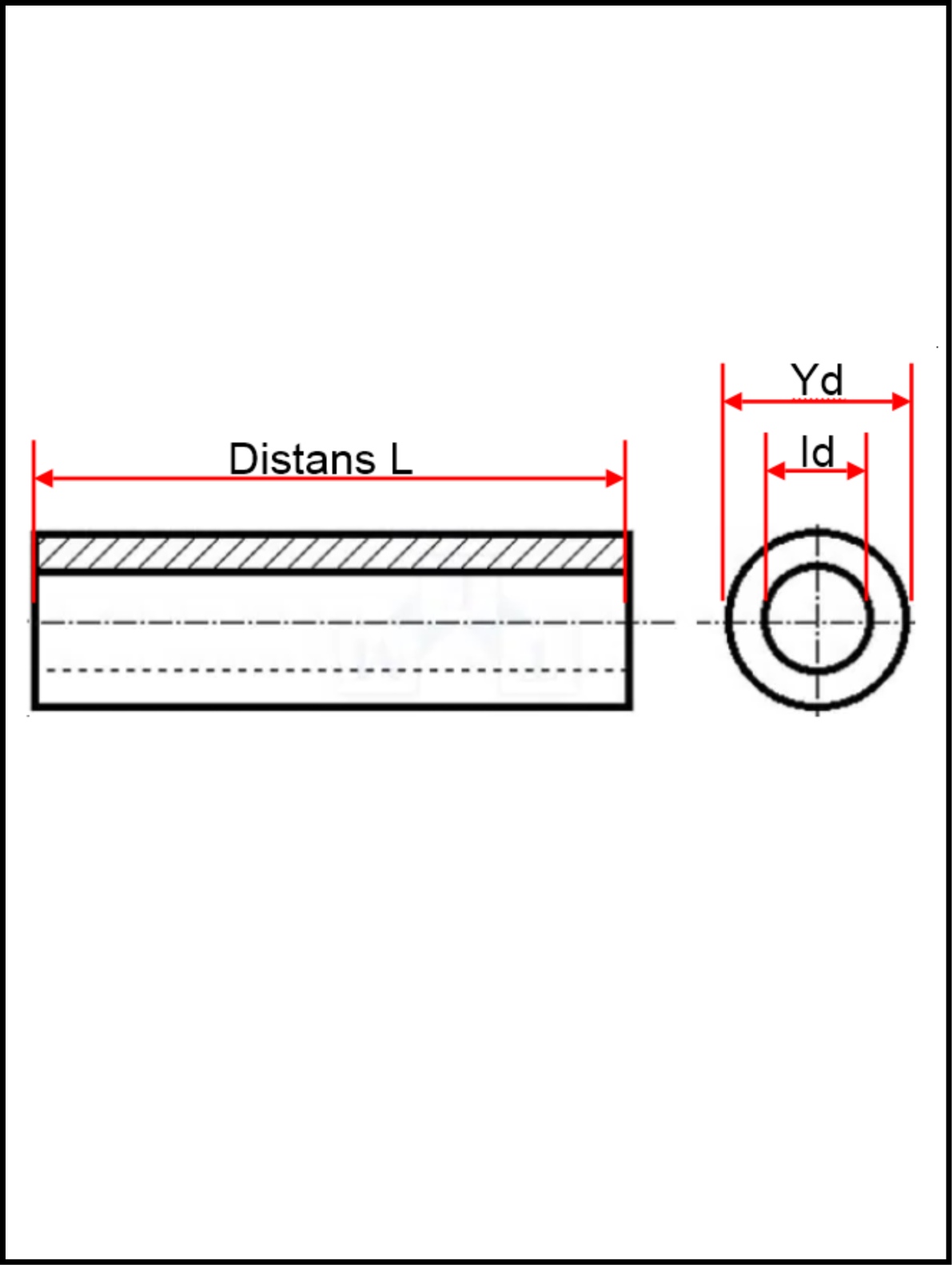 Distans id=2,1 / L=20 / Plast