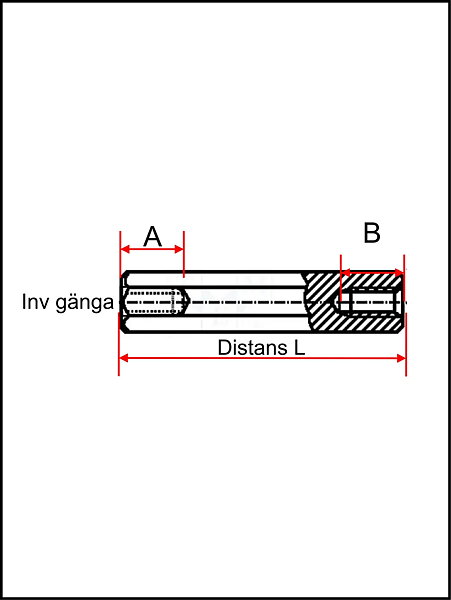 Distans id=M4 / L=5 / Mässing