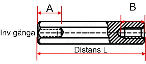 Distans id=M6 / L=10 / stål