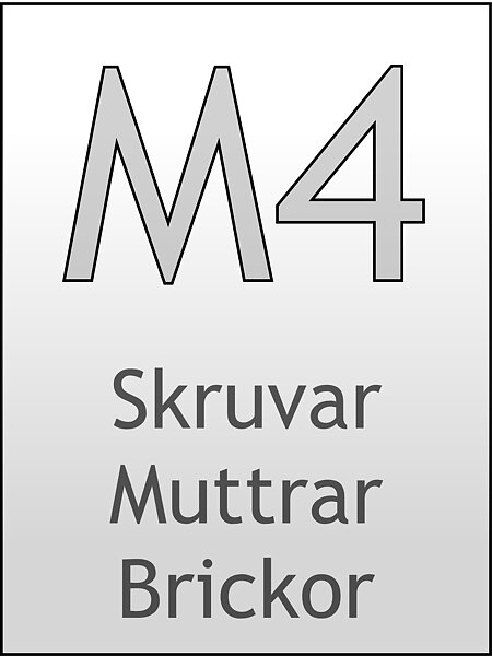 M4 skruvar, muttrar, Brickor