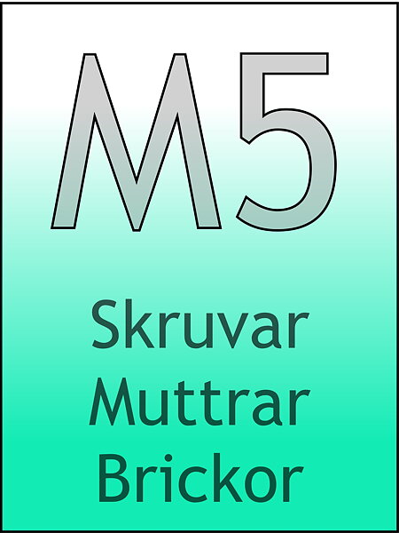 M5 skruvar, muttrar, brickor