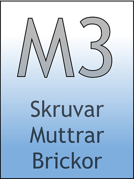M3 skruvar, muttrar, brickor
