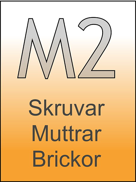 M2 Skruvar, Muttrar, Brickor