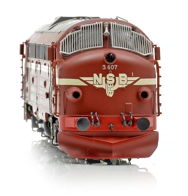 NMJ Topline+ NSB Di3 607, Rødbrun, 4 Dører, Snøplog og Skjørt, DC - 3