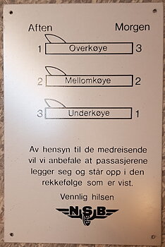 SKILT: Sovevognsskilt fra NSB